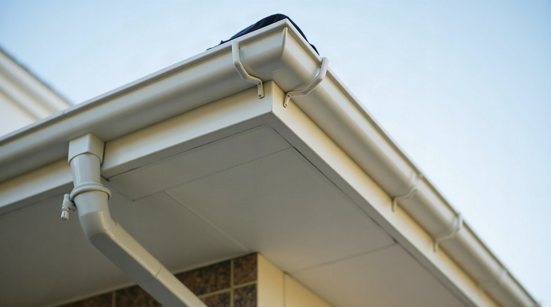 Seamless aluminum gutter installation on a home in Bucks County