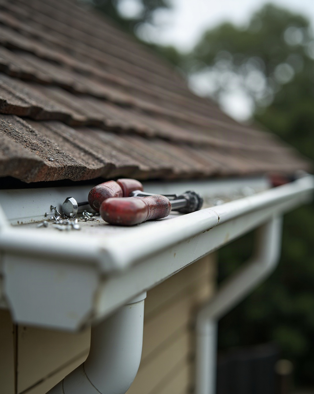 Gutter guard installation on a residential building in Bucks County
