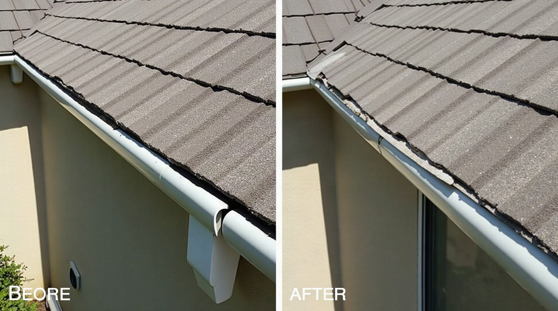 before after installation of gutter damage.